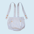 Blue and White Striped Cotton Dungarees + Matching T-Shirt