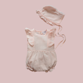 100% Cotton Pink Romper + Bonnet