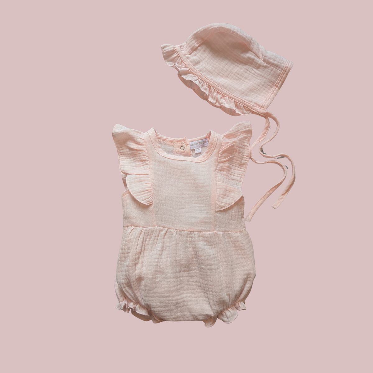 100% Cotton Pink Romper + Bonnet