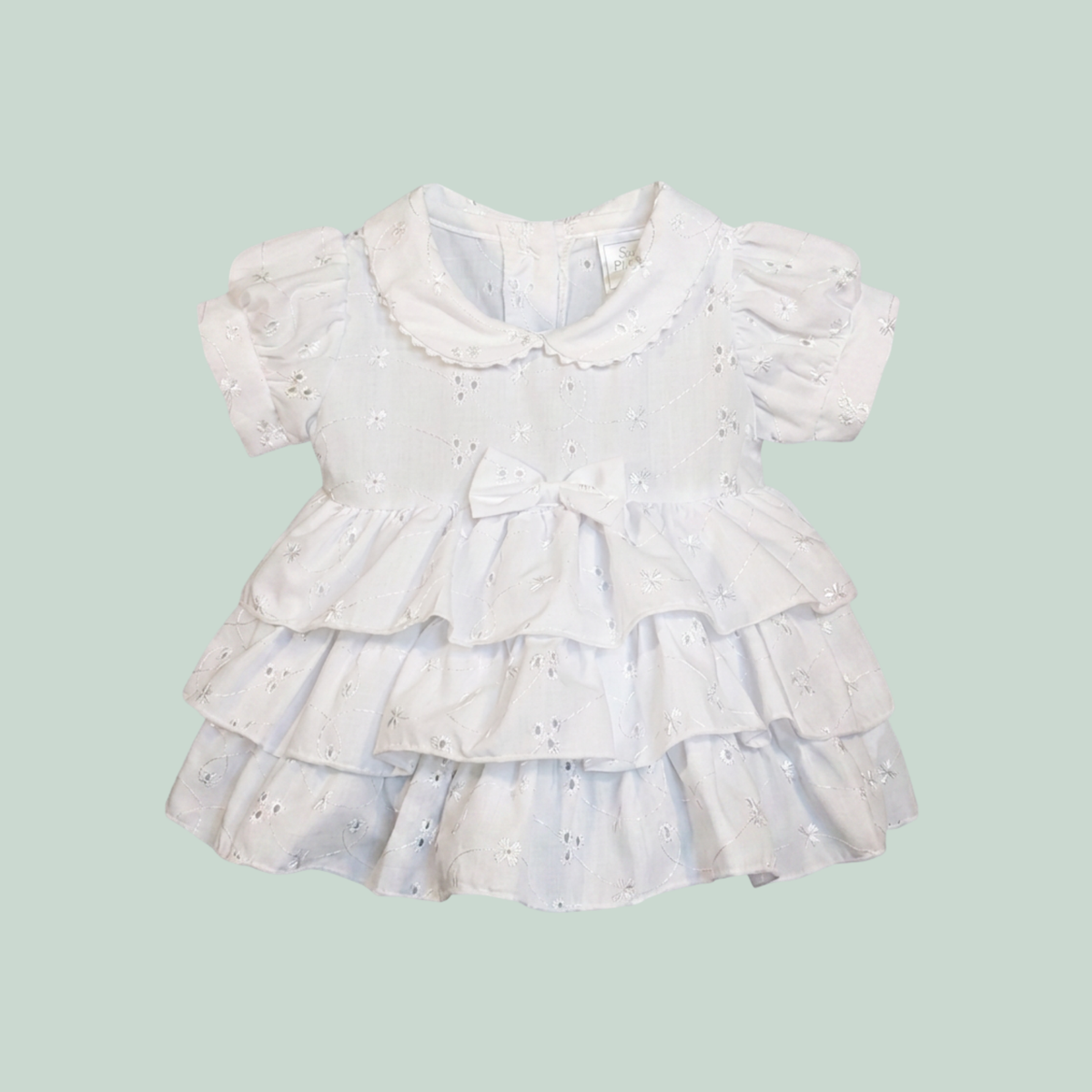 White Broderie Anglaise Dress + Headband + Knickers