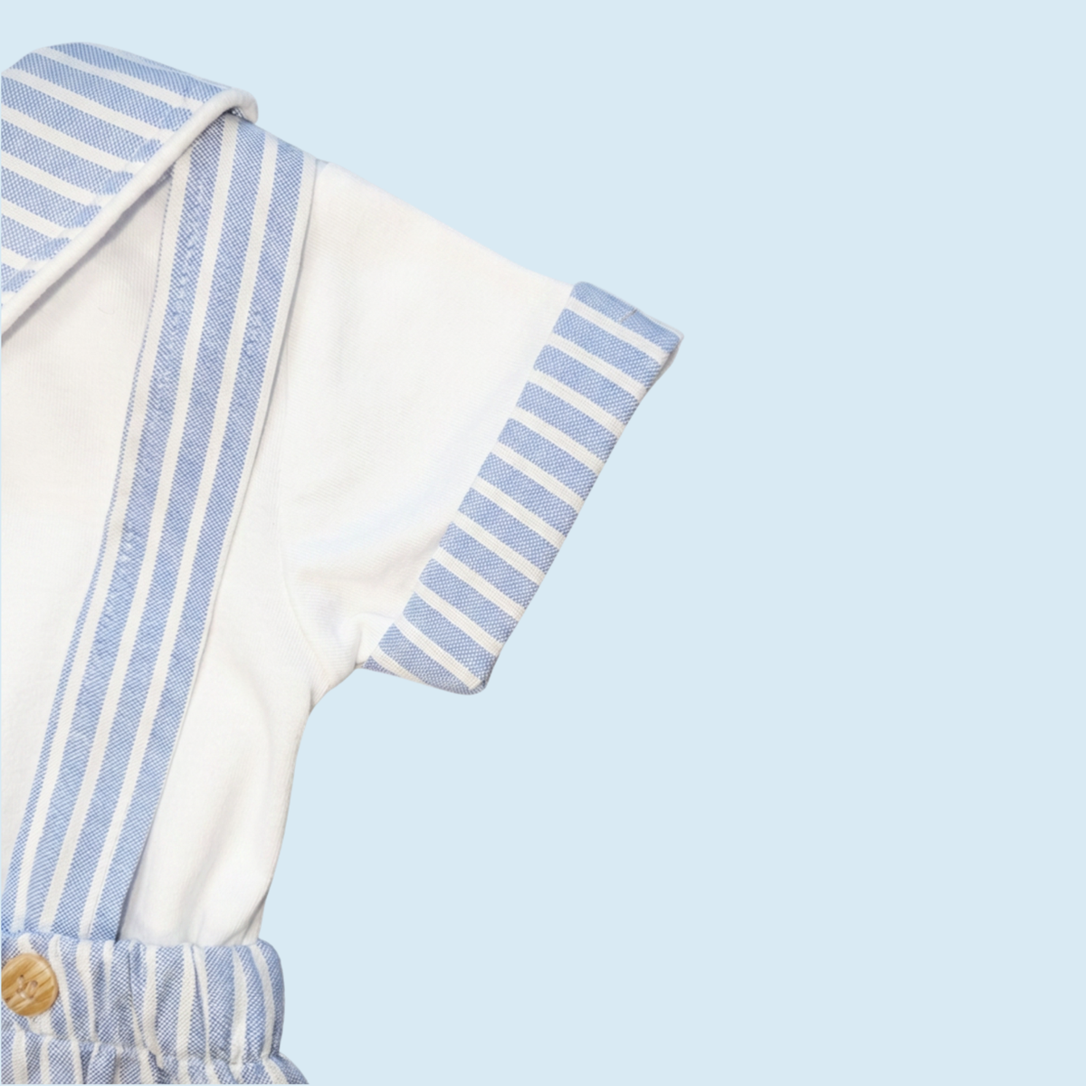 Blue and White Striped Cotton Dungarees + Matching T-Shirt