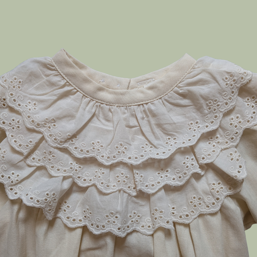 100% Cotton Romper with Broderie Anglaise Frill