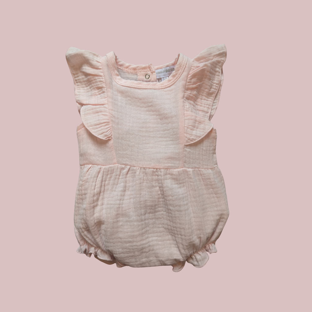 100% Cotton Pink Romper + Bonnet