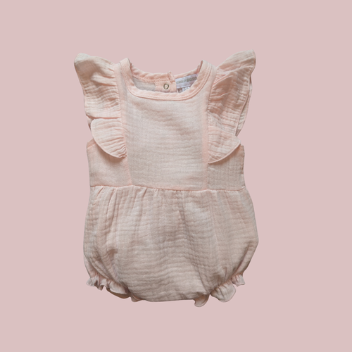 100% Cotton Pink Romper + Bonnet