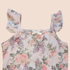 Floral Bodysuit, Shorts + Sun Hat