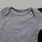 Light grey short-sleeve cotton baby bodysuit crew neck collar