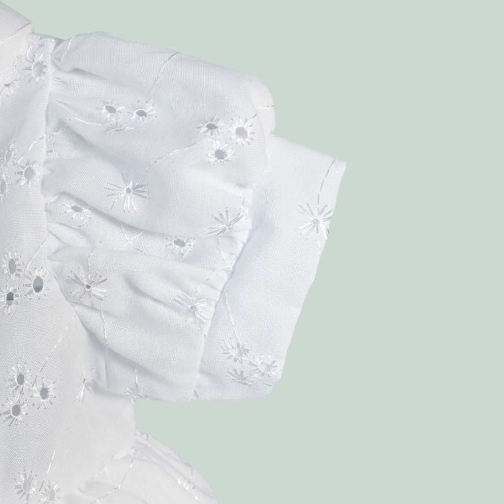 White Broderie Anglaise Dress + Headband + Knickers