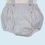 Blue and White Striped Cotton Dungarees + Matching T-Shirt
