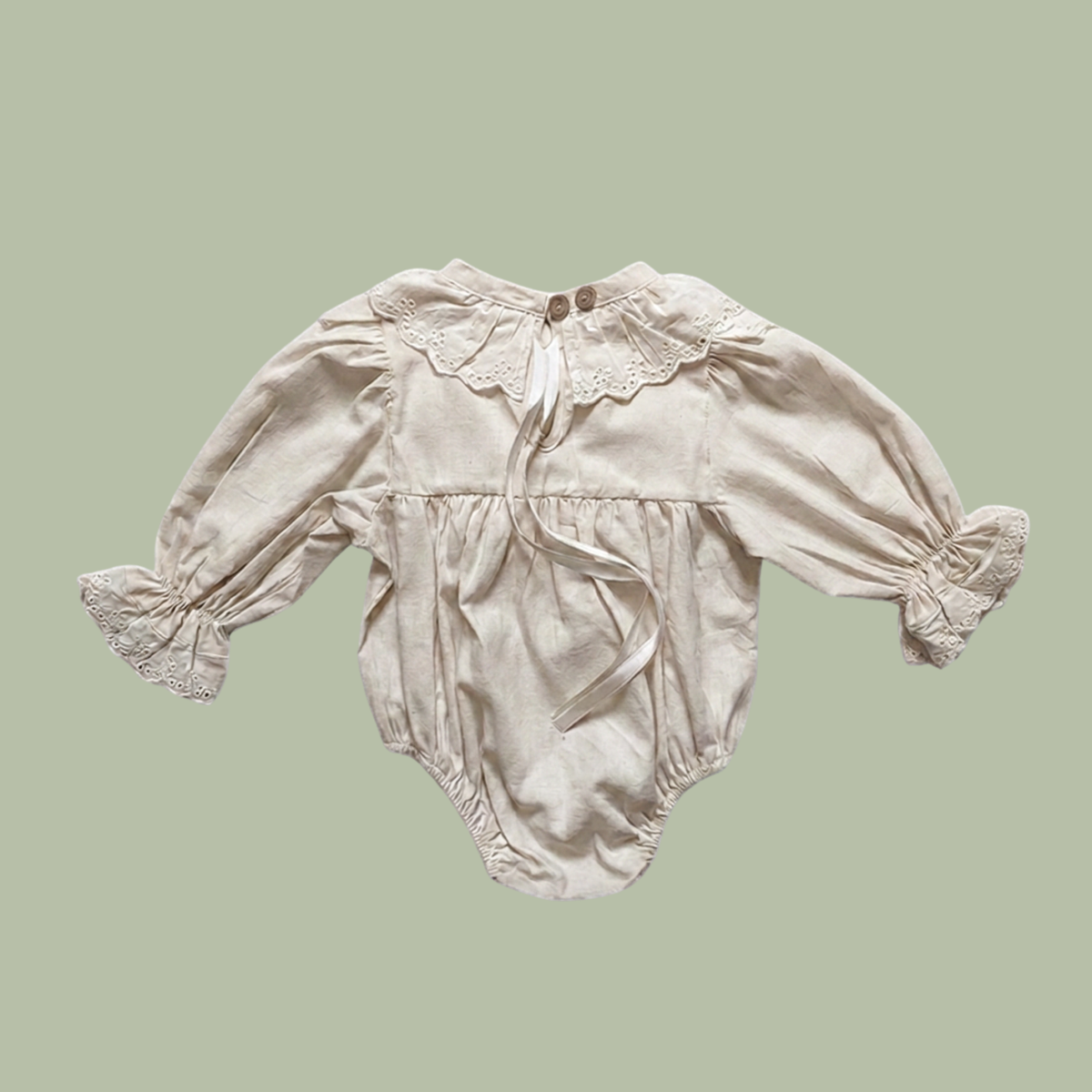 100% Cotton Romper with Broderie Anglaise Frill