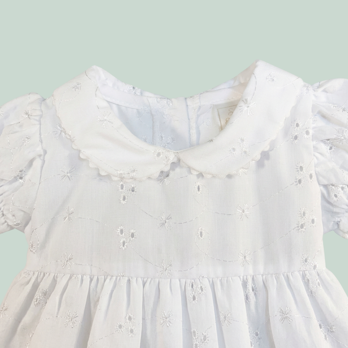 White Broderie Anglaise Dress + Headband + Knickers