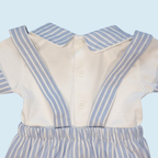 Blue and White Striped Cotton Dungarees + Matching T-Shirt