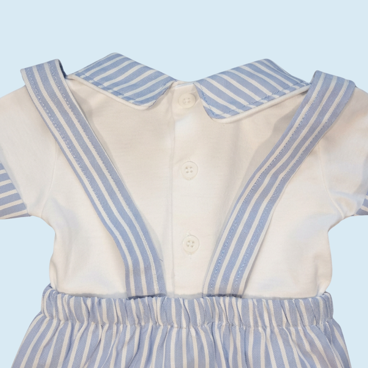 Blue and White Striped Cotton Dungarees + Matching T-Shirt