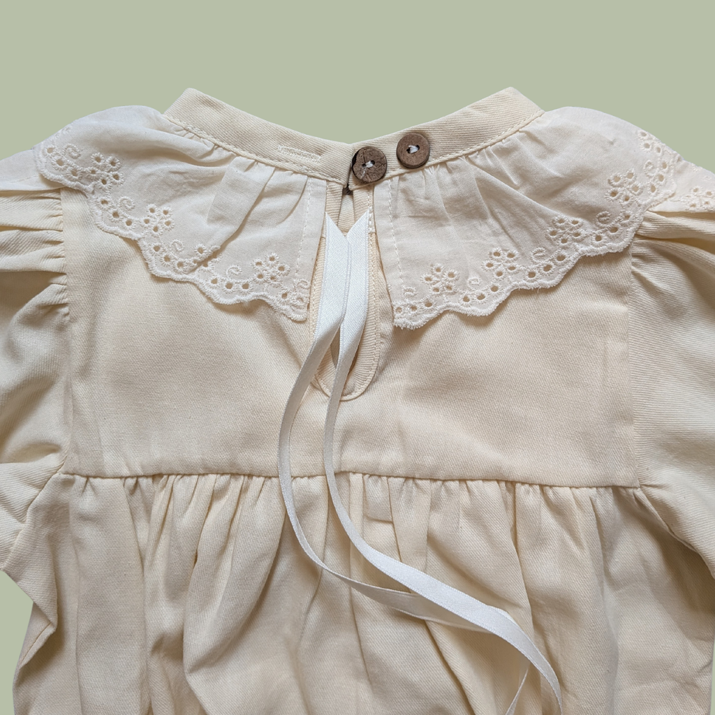 100% Cotton Romper with Broderie Anglaise Frill