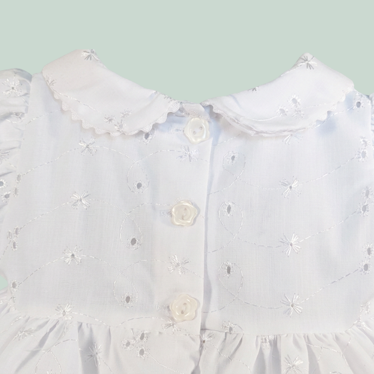 White Broderie Anglaise Dress + Headband + Knickers
