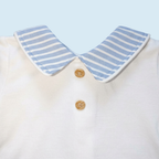 Blue and White Striped Cotton Dungarees + Matching T-Shirt