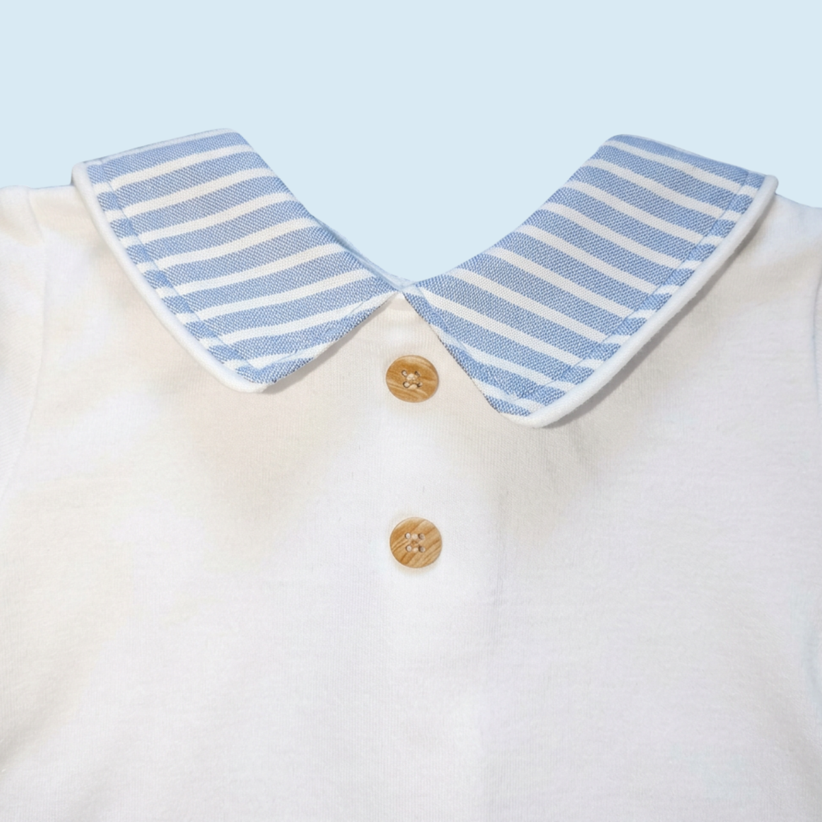 Blue and White Striped Cotton Dungarees + Matching T-Shirt