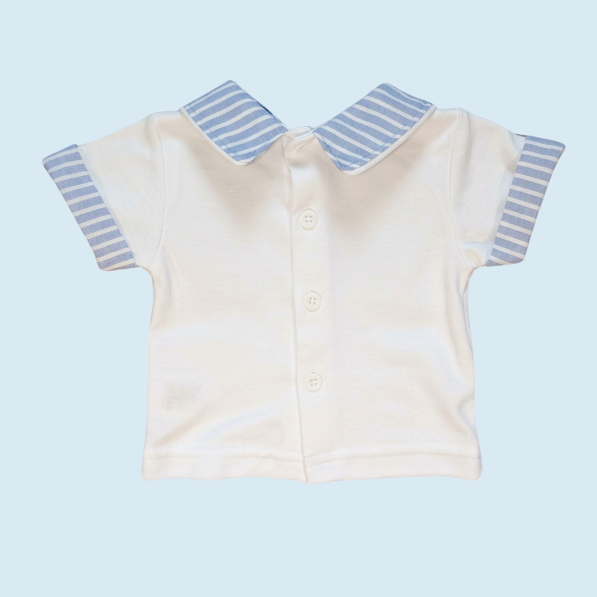 Blue and White Striped Cotton Dungarees + Matching T-Shirt