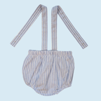 Blue and White Striped Cotton Dungarees + Matching T-Shirt